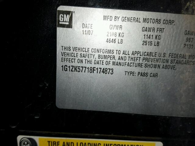 1G1ZK57718F174873 - 2008 CHEVROLET MALIBU LTZ 黑色 照片 10