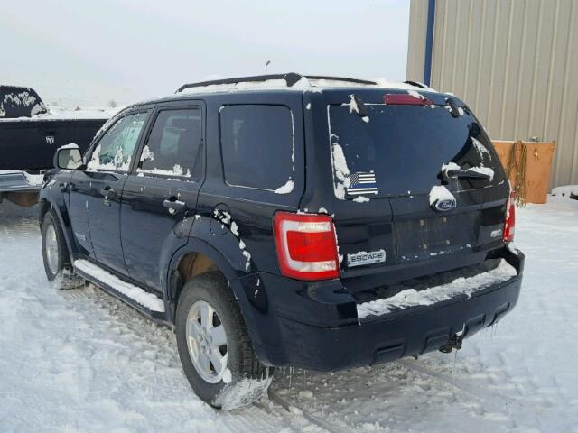 1FMCU93128KD78262 - 2008 FORD ESCAPE XLT BLACK photo 3