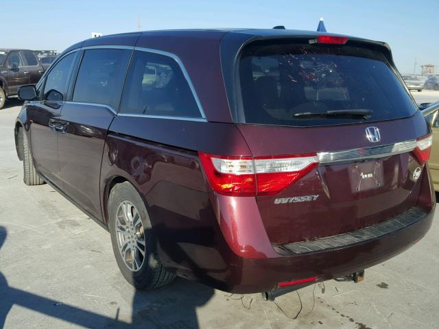 5FNRL5H63DB065470 - 2013 HONDA ODYSSEY EX MAROON photo 3