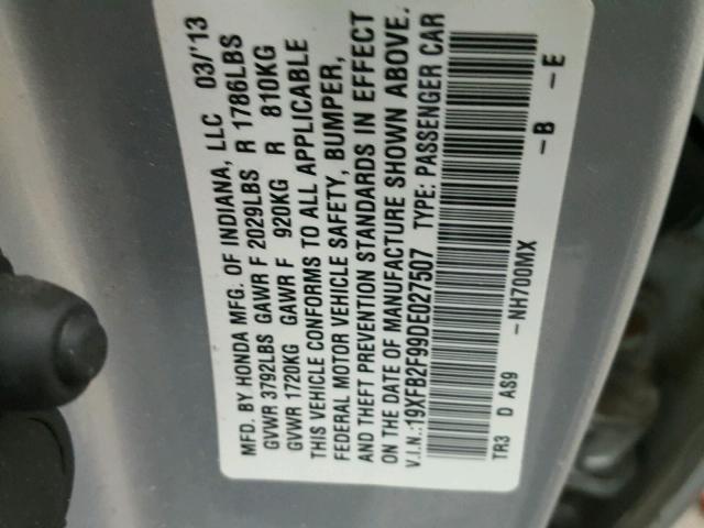 19XFB2F99DE027507 - 2013 HONDA CIVIC EXL 红色 照片 10