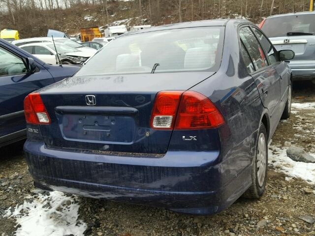 2HGES16544H607515 - 2004 HONDA CIVIC LX BLUE photo 4