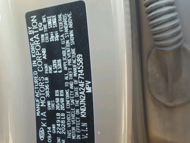 KNDJN2A24F7145589 - 2015 KIA SOUL BROWN photo 10