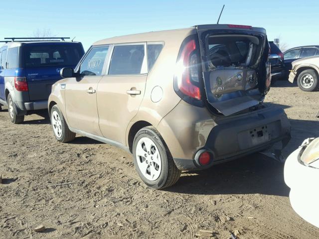 KNDJN2A24F7145589 - 2015 KIA SOUL BROWN photo 3