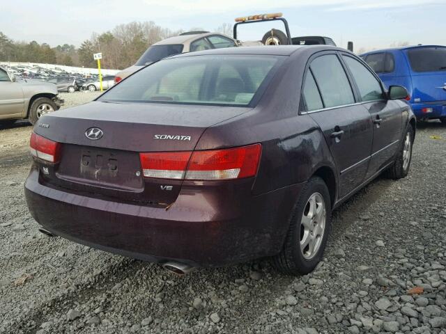 5NPEU46F46H092478 - 2006 HYUNDAI SONATA GLS MAROON photo 4