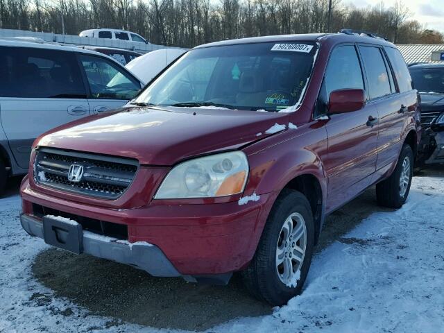 2HKYF18684H558851 - 2004 HONDA PILOT EXL BURGUNDY photo 2