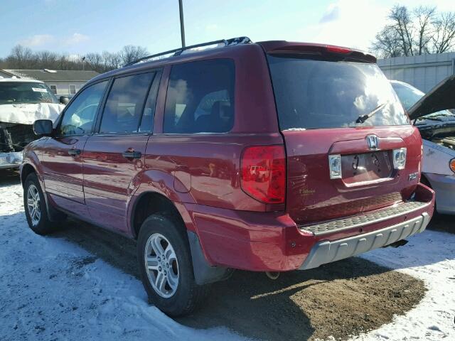 2HKYF18684H558851 - 2004 HONDA PILOT EXL BURGUNDY photo 3