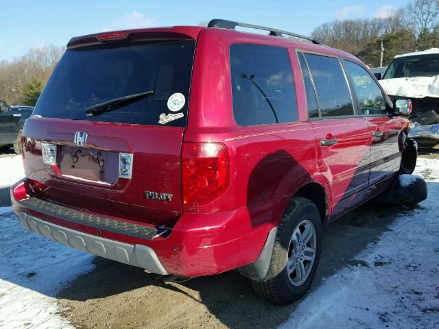 2HKYF18684H558851 - 2004 HONDA PILOT EXL BURGUNDY photo 4