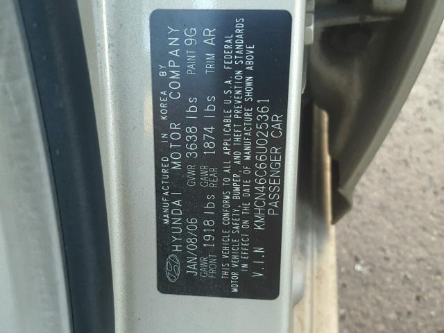 KMHCN46C66U025361 - 2006 HYUNDAI ACCENT GLS TAN photo 10