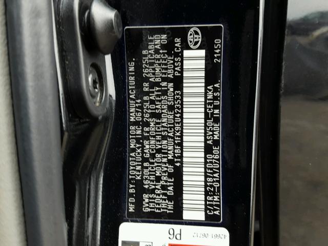 4T1BF1FK9EU423533 - 2014 TOYOTA CAMRY L BLACK photo 10