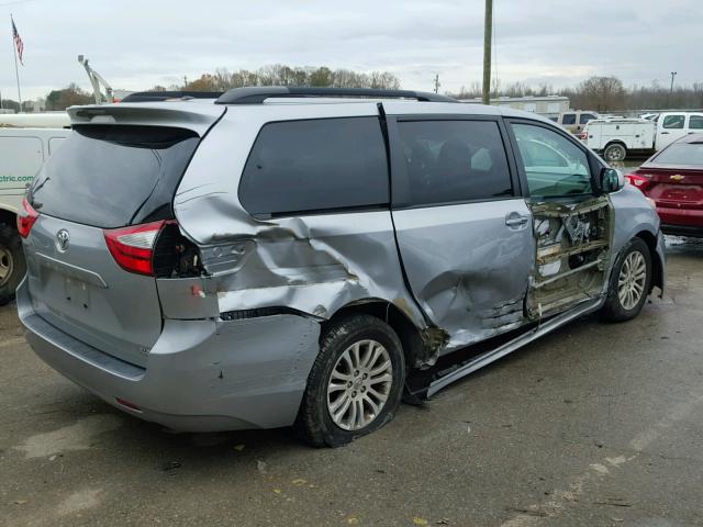 5TDYK3DC8FS690251 - 2015 TOYOTA SIENNA XLE GRAY photo 4