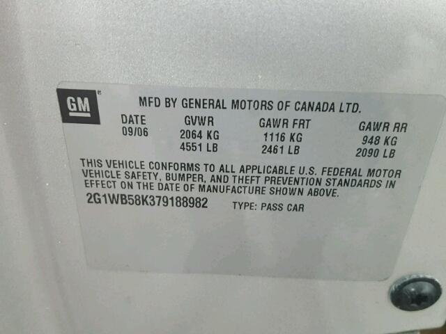 2G1WB58K379188982 - 2007 CHEVROLET IMPALA LS SILVER photo 10