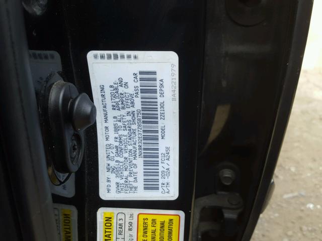 1NXBR32E37Z858750 - 2007 TOYOTA COROLLA CE BLACK photo 10