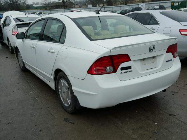 JHMFA36288S018424 - 2008 HONDA CIVIC HYBR WHITE photo 3