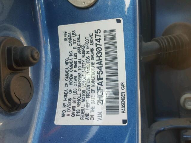 2HGFA1F54AH307475 - 2010 HONDA CIVIC LX BLUE photo 10