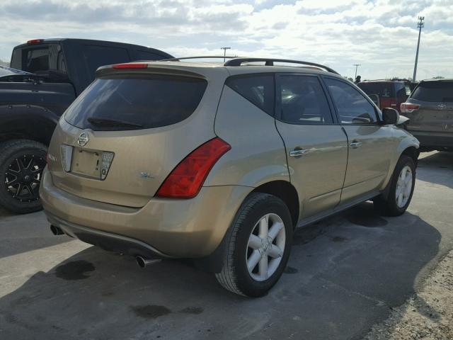 JN8AZ08T15W315987 - 2005 NISSAN MURANO SL GOLD photo 4