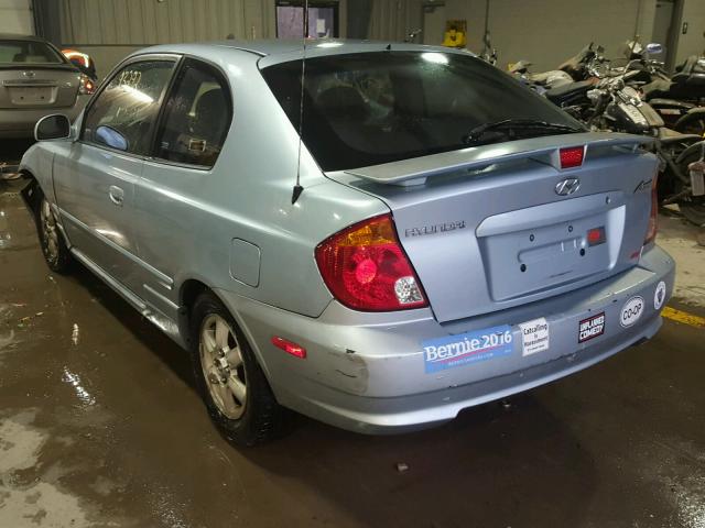 KMHCG35C55U346456 - 2005 HYUNDAI ACCENT GS BLUE photo 3