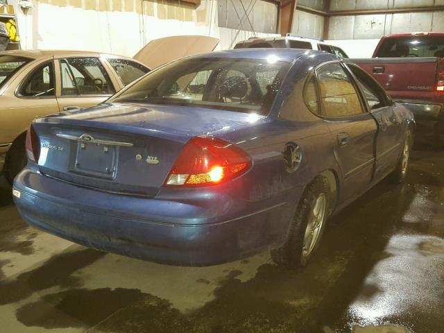 1FAHP53U92G117960 - 2002 FORD TAURUS SE BLUE photo 4