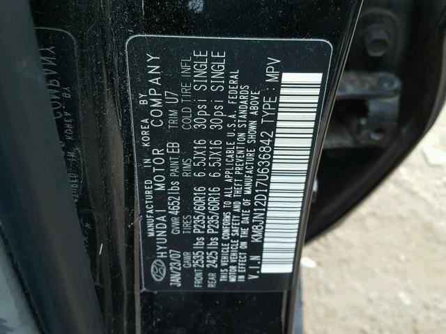 KM8JN12D17U636842 - 2007 HYUNDAI TUCSON SE BLACK photo 10