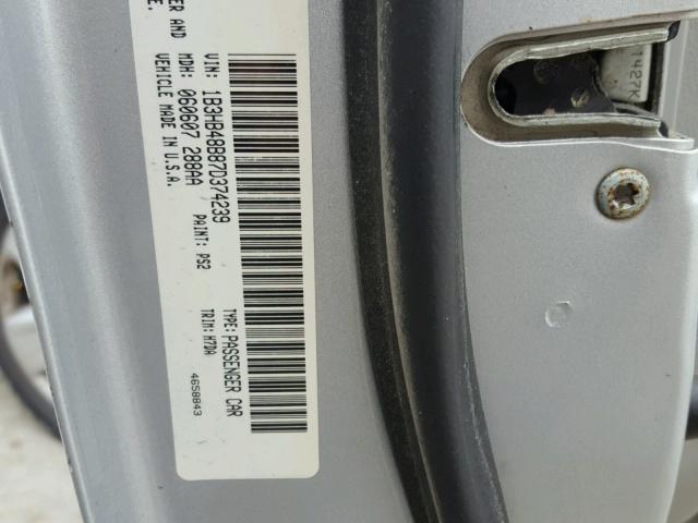 1B3HB48B87D374239 - 2007 DODGE CALIBER SX SILVER photo 10