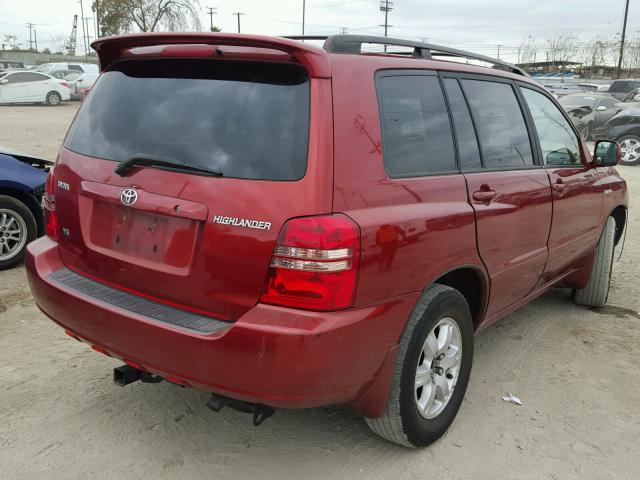 JTEGF21A030116654 - 2003 TOYOTA HIGHLANDER RED photo 4