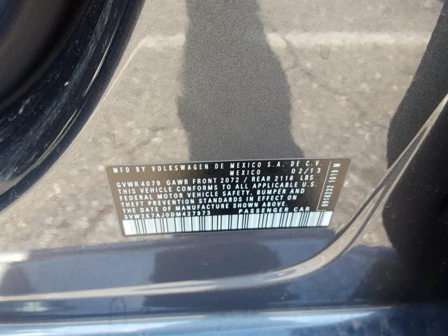 3VW2K7AJ0DM427973 - 2013 VOLKSWAGEN JETTA BASE GRAY photo 10