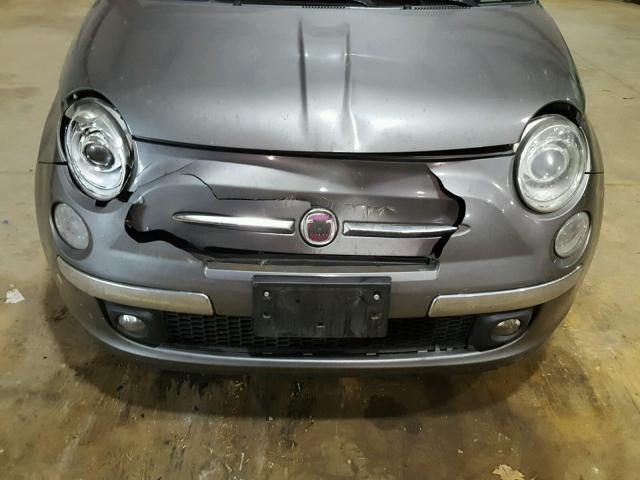 3C3CFFCR2CT117616 - 2012 FIAT 500 LOUNGE SILVER photo 9