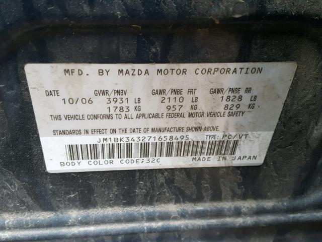 JM1BK343271658495 - 2007 MAZDA 3 HATCHBAC GREEN photo 10