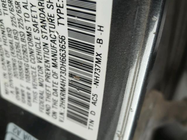 2HKRM4H73DH663656 - 2013 HONDA CR-V EXL GRAY photo 10