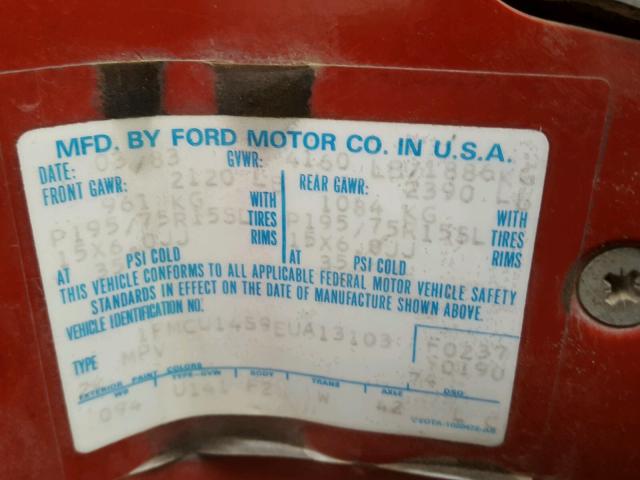 1FMCU14S9EUA13103 - 1984 FORD BRONCO II RED photo 10