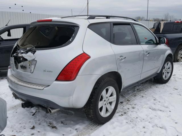 JN8AZ08W17W605675 - 2007 NISSAN MURANO SL SILVER photo 4