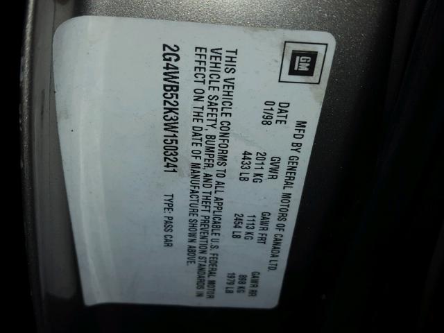 2G4WB52K3W1503241 - 1998 BUICK REGAL LS 金色 照片 10