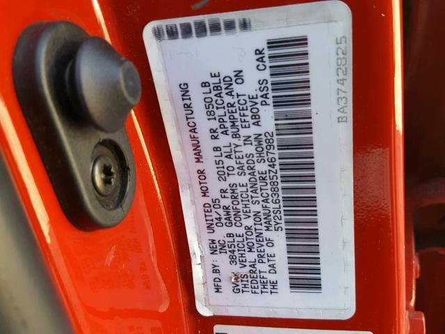 5Y2SL63885Z467982 - 2005 PONTIAC VIBE RED photo 10