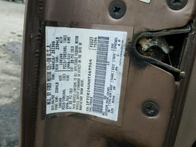 1FTCR14U4NTA69964 - 1992 FORD RANGER SUP BROWN photo 10