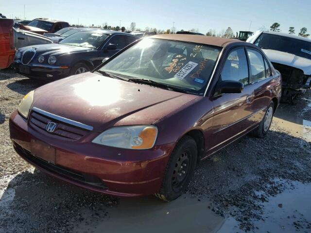 2HGES16582H551785 - 2002 HONDA CIVIC LX BURGUNDY photo 2