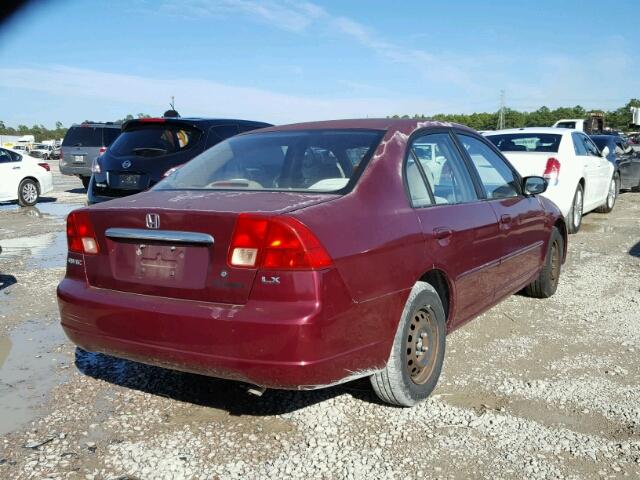 2HGES16582H551785 - 2002 HONDA CIVIC LX BURGUNDY photo 4