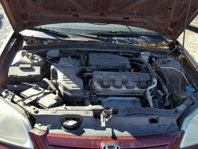 2HGES16582H551785 - 2002 HONDA CIVIC LX BURGUNDY photo 7