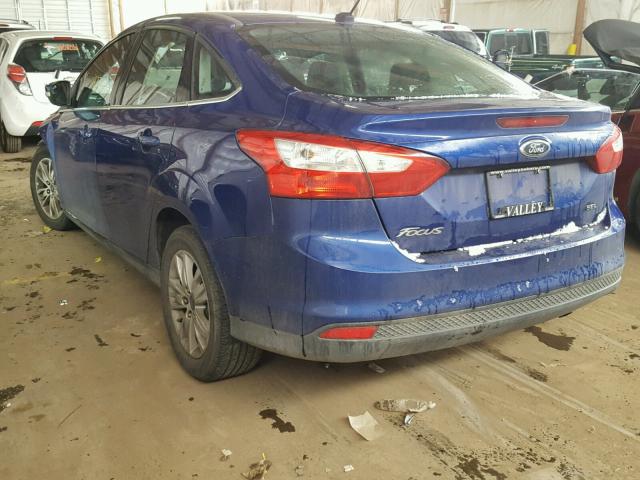 1FAHP3H27CL313464 - 2012 FORD FOCUS SEL BLUE photo 3