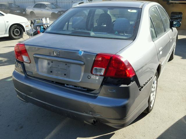 2HGES16525H592384 - 2005 HONDA CIVIC LX GRAY photo 4