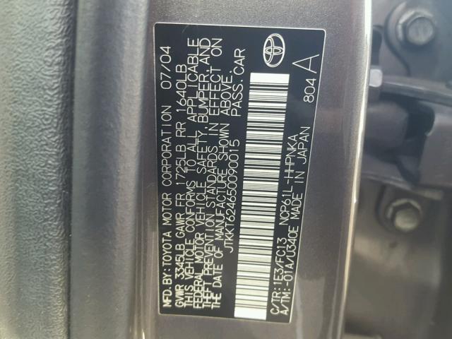 JTKKT624650090015 - 2005 TOYOTA SCION XA GRAY photo 10