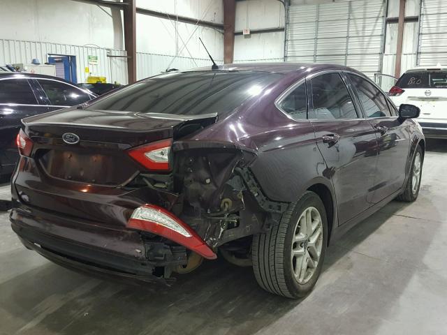 3FA6P0HR3DR204389 - 2013 FORD FUSION SE MAROON photo 4