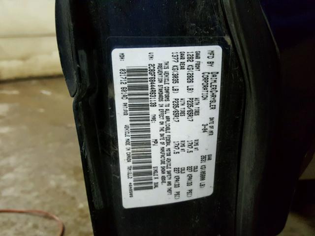 2C8GF68444R631139 - 2004 CHRYSLER PACIFICA BLACK photo 10