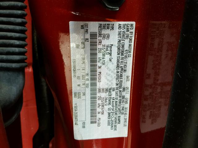 1FAHP3F21CL255063 - 2012 FORD FOCUS SE RED photo 10