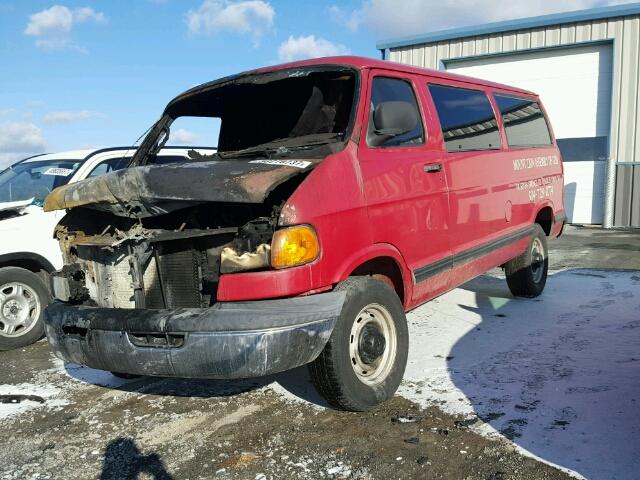 2B5WB25Y71K514550 - 2001 DODGE RAM WAGON RED photo 2