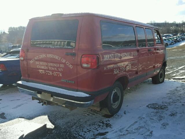 2B5WB25Y71K514550 - 2001 DODGE RAM WAGON RED photo 4