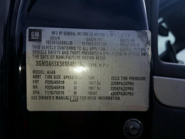 3GNDA63X38S648115 - 2008 CHEVROLET HHR SS 黑色 照片 10