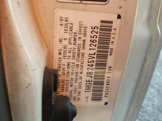 1HGEJ8245VL126525 - 1997 HONDA CIVIC EX თეთრი ფოტო 10