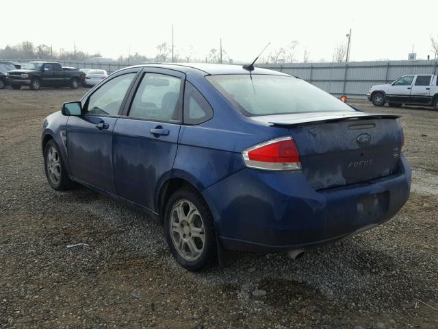 1FAHP35N08W129844 - 2008 FORD FOCUS SE BLUE photo 3