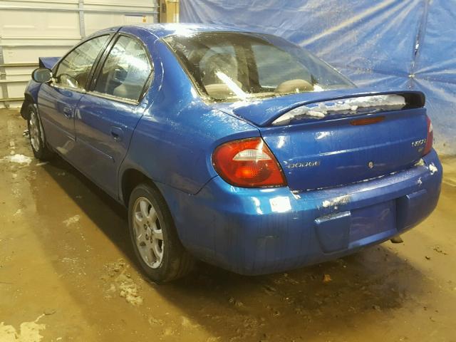 1B3ES56C95D253236 - 2005 DODGE NEON SXT BLUE photo 3