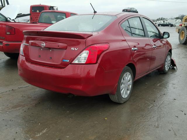 3N1CN7AP9DL885054 - 2013 NISSAN VERSA S RED photo 4