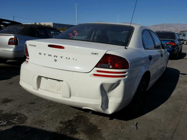 1B3EL36X24N185696 - 2004 DODGE STRATUS SE WHITE photo 4